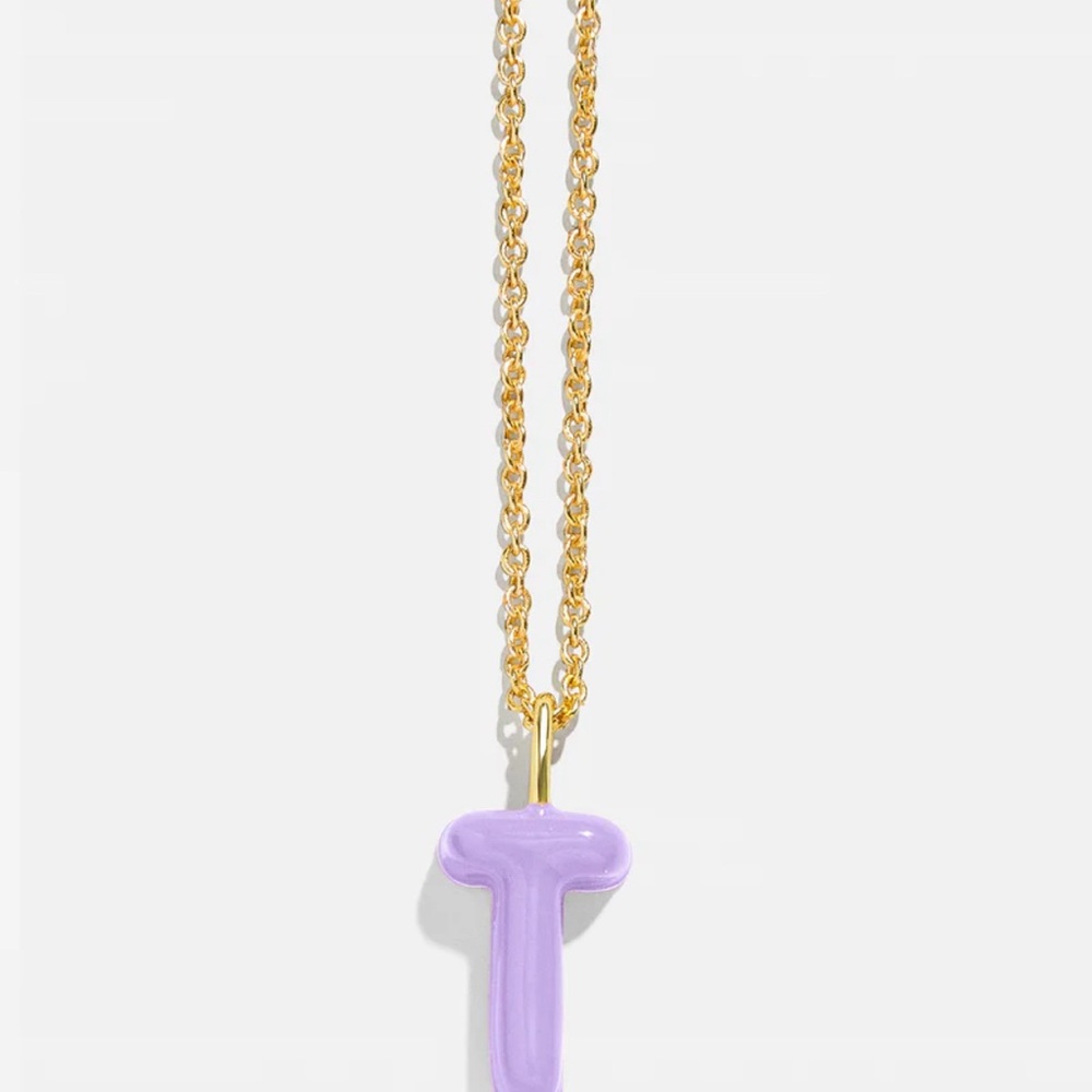 18k Gold and Purple Initial Pendant Necklace